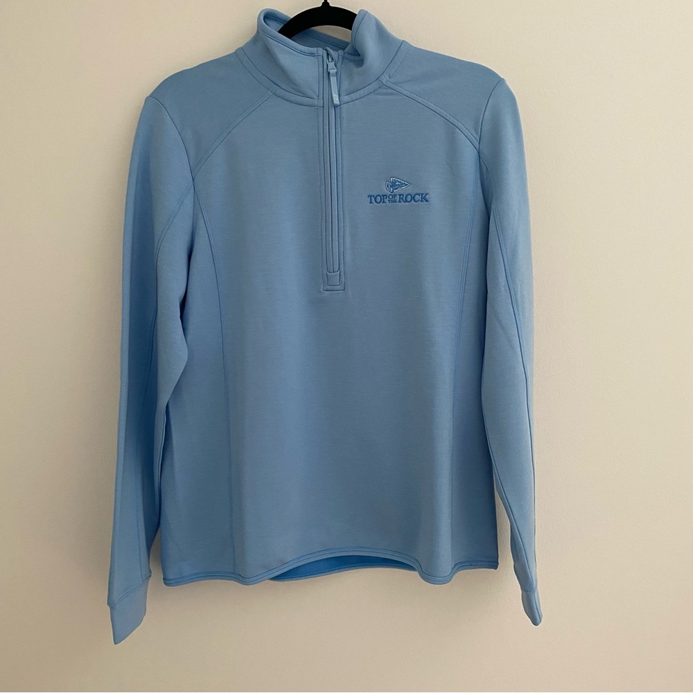 Vineyard Vines Women's Medium Blue Embroidered Quarter Zip Performance Sweater